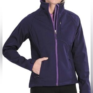 Double Diamond Womens Softshell Jacket L Navy Purple Full Zip Fleece Lined Outdo